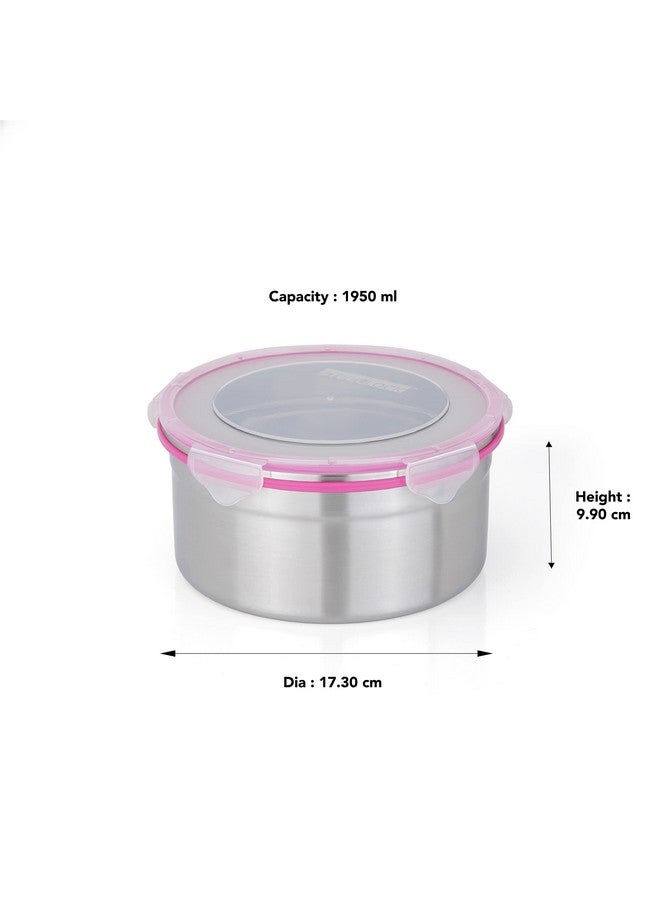 STEELLOCK Stainless Steel Sl-1502 Airtight Storage/Food Lock Steel Containers 1950 Ml 1Pcs Pink Colour - Image 3