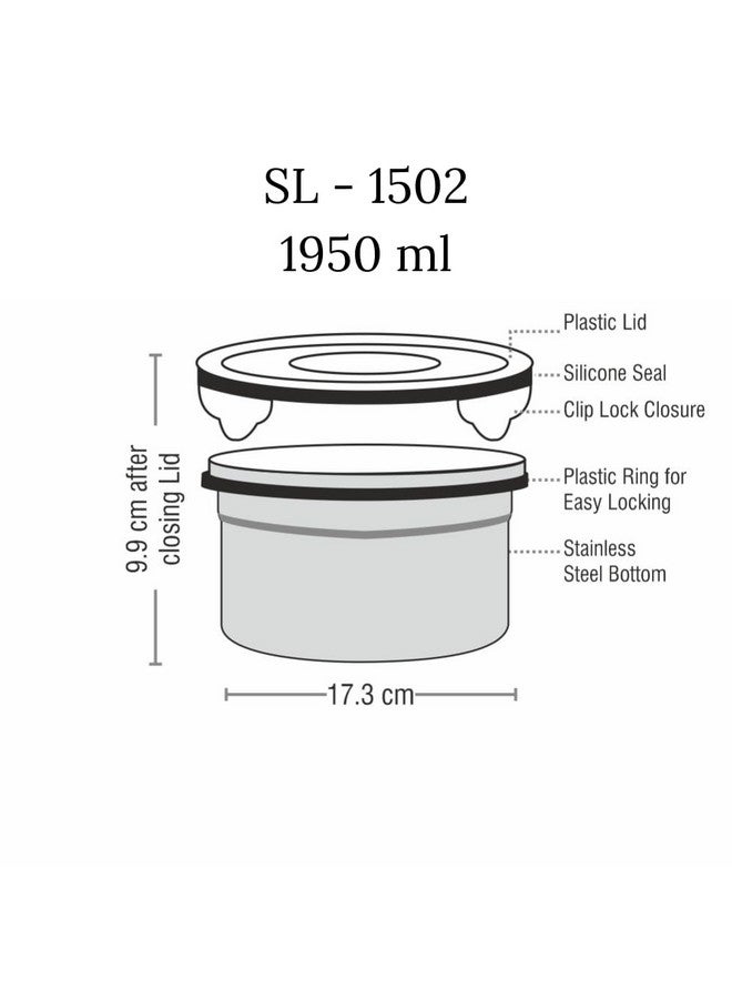 STEELLOCK Stainless Steel Sl-1502 Airtight Storage/Food Lock Steel Containers 1950 Ml 1Pcs Pink Colour - Image 4