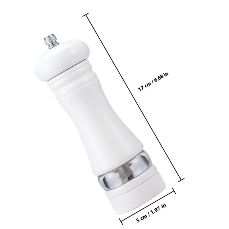 6 Inch White Manual Pepper Grinder and Salt Mill Refillable Kitchen Gadget - Image 3
