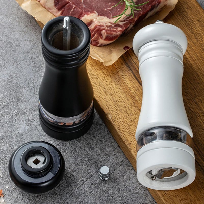 6 Inch White Manual Pepper Grinder and Salt Mill Refillable Kitchen Gadget - Image 5