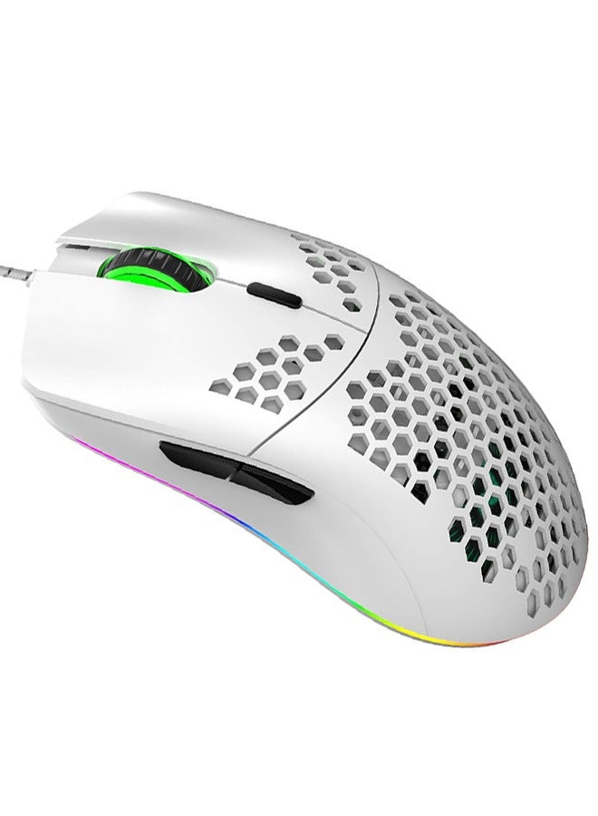 KUYING J900 USB Wired Gaming Mouse RGB with Six Adjustable DPI White - Image 1