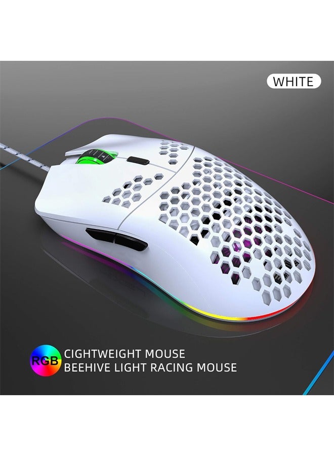 KUYING J900 USB Wired Gaming Mouse RGB with Six Adjustable DPI White - Image 5