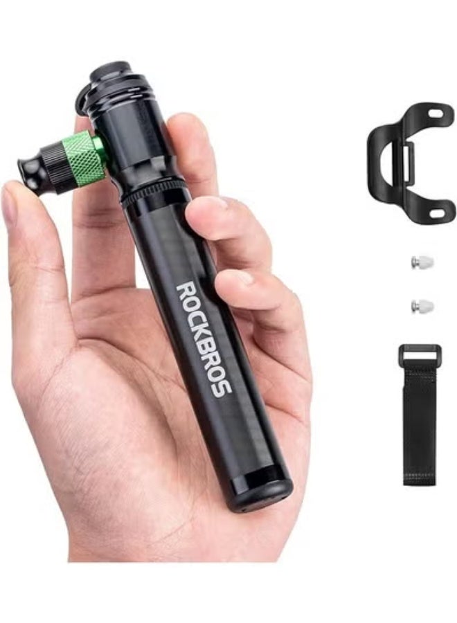 روكبروز مضخة دراجة صغيرة ROCKBROS 110PSI مضخة يدوية ومنفاخ ثاني أكسيد الكربون ثنائية الغرض متوافقة مع صمام بريستا وشريدر مضخة إطارات الدراجات للدراجات على الطرق والجبل مع غلاف معزول - لا تتضمن خراطيش ثاني أكسيد الكربون - Image 1