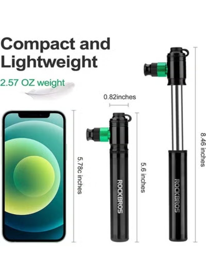 روكبروز مضخة دراجة صغيرة ROCKBROS 110PSI مضخة يدوية ومنفاخ ثاني أكسيد الكربون ثنائية الغرض متوافقة مع صمام بريستا وشريدر مضخة إطارات الدراجات للدراجات على الطرق والجبل مع غلاف معزول - لا تتضمن خراطيش ثاني أكسيد الكربون - Image 5