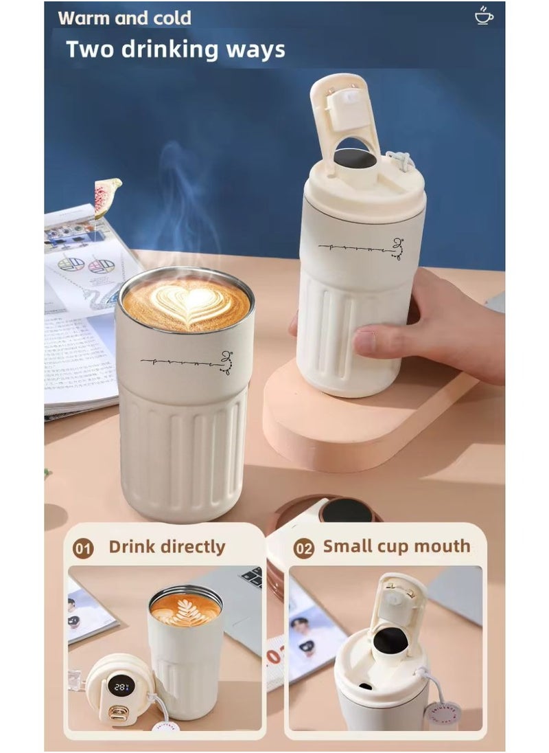 Smart Thermal Coffee Mug with LED Temperature Display Spill Proof Water Bottle, Portable Vacuum Insulated Travel Mug Coffee Cup (450ml)