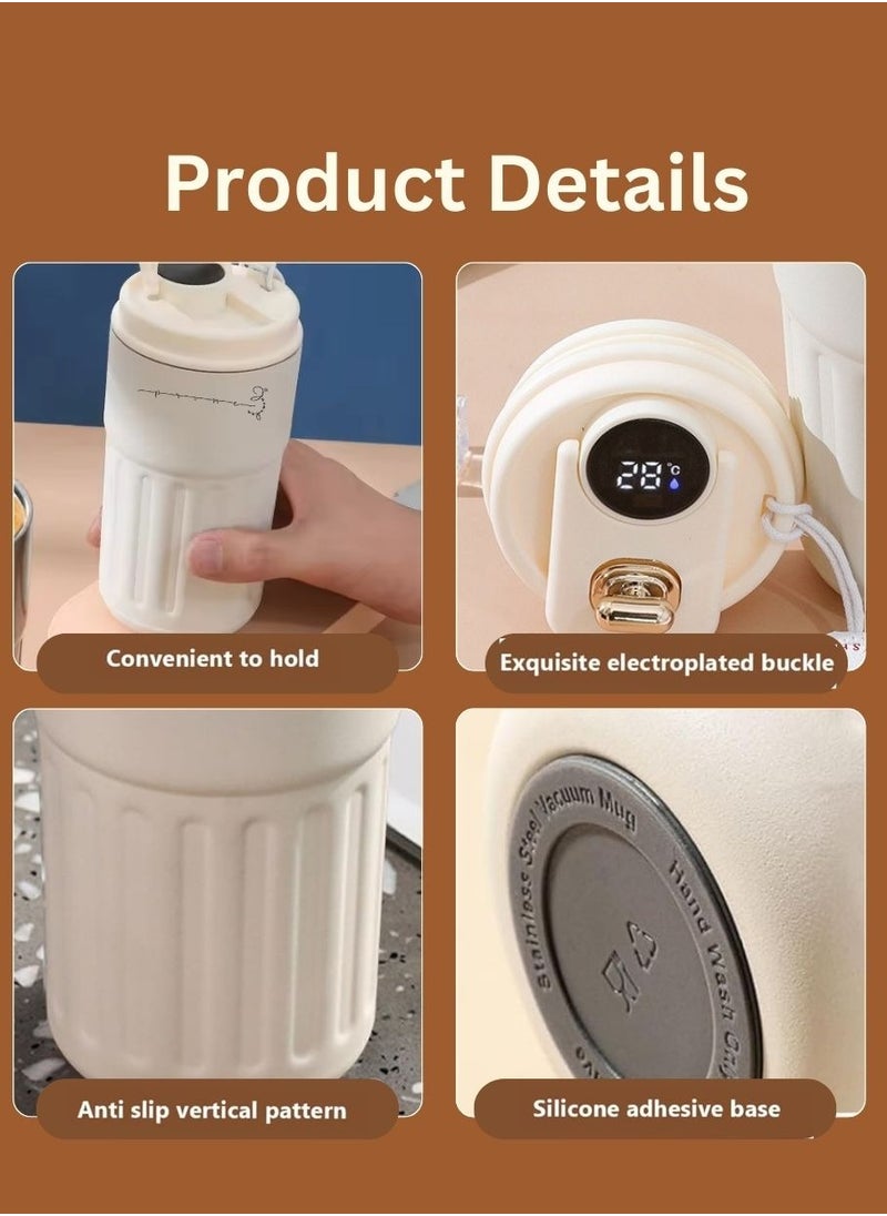 Smart Thermal Coffee Mug with LED Temperature Display Spill Proof Water Bottle, Portable Vacuum Insulated Travel Mug Coffee Cup (450ml)