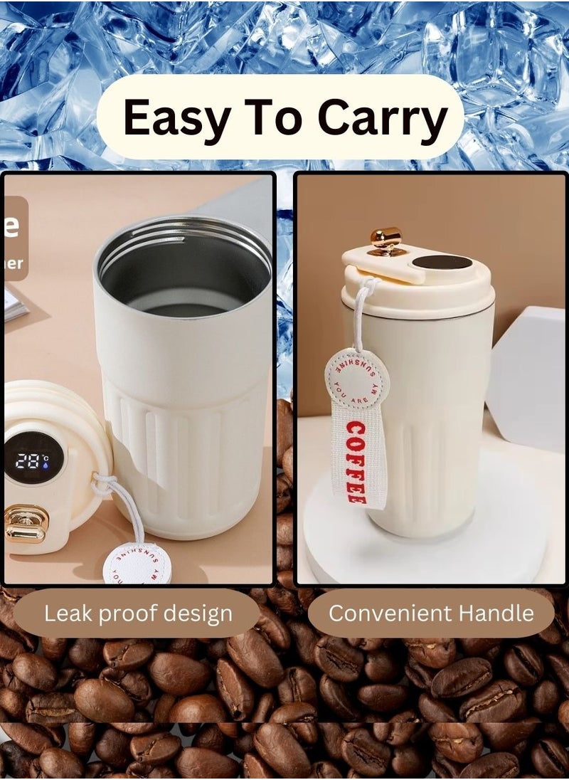 Smart Thermal Coffee Mug with LED Temperature Display Spill Proof Water Bottle, Portable Vacuum Insulated Travel Mug Coffee Cup (450ml)