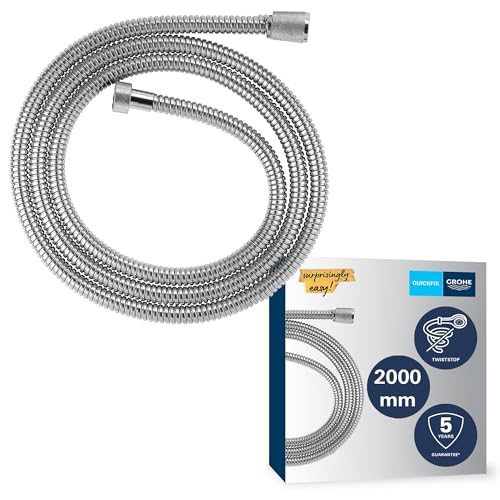 GROHE VitalioFlex Metal Long-Life - Shower Hose 2 m (Tensile Strength 75 kg, Pressure Resistance Up to 16 Bar, Heat Resistance 75°C, Universal Connection G 1/2'' x 1/2''), Chrome, 22103000 - Image 1