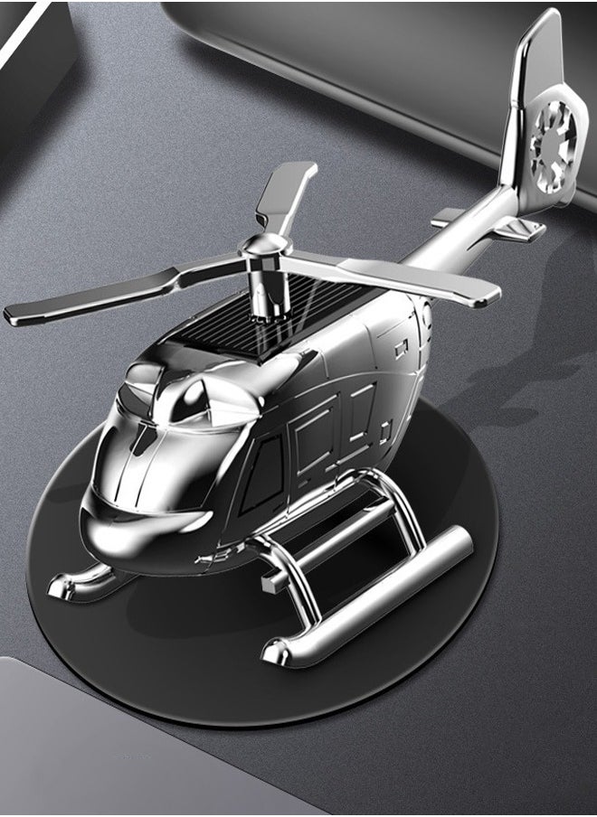 Generic Alloy Helicopter Ornament with Solar Energy Car Dashboard Decoration Dashboard Ornament Aromatherapy Present for Car Home Office Decor  - Image 1