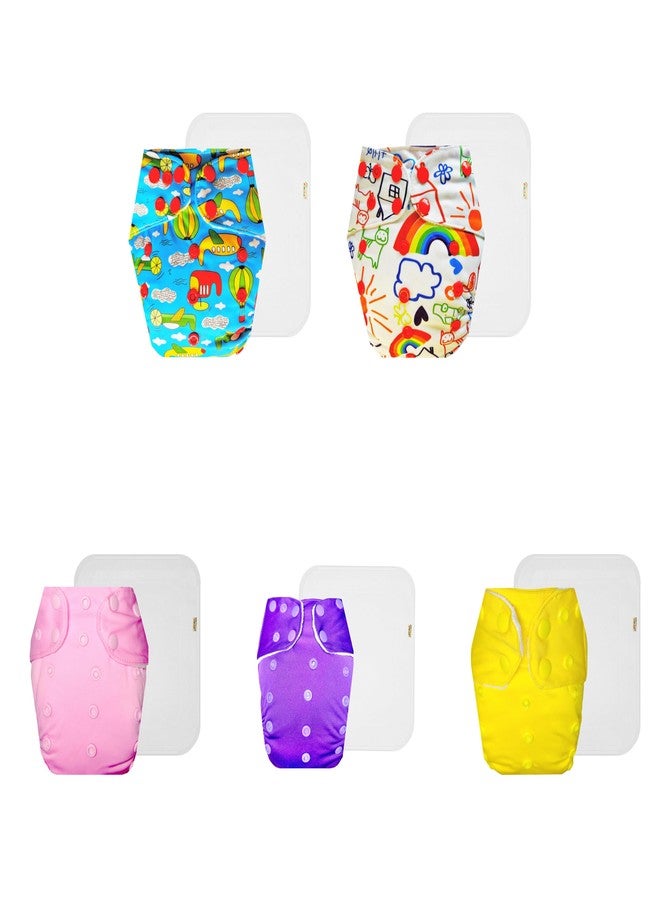 حفاضات دمبلدو القماشية الممتازة مع حشوة قطنية (عبوة من 5) | مضادة للحساسية | تسمح بمرور الهواء | سريعة الجفاف | مناسبة للارتداء طوال اليوم | من 3 أشهر إلى 3 سنوات | للجنسين - Image 1