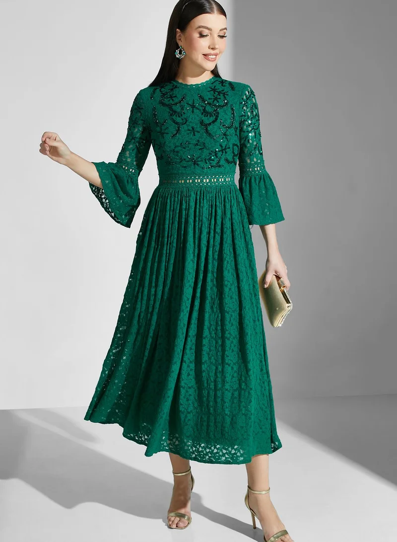 Frock and Frill Sequin Ruffle Detail Dress