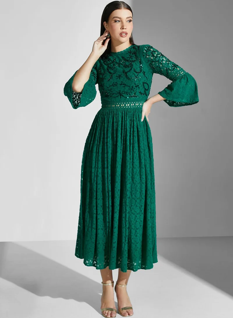 Frock and Frill Sequin Ruffle Detail Dress