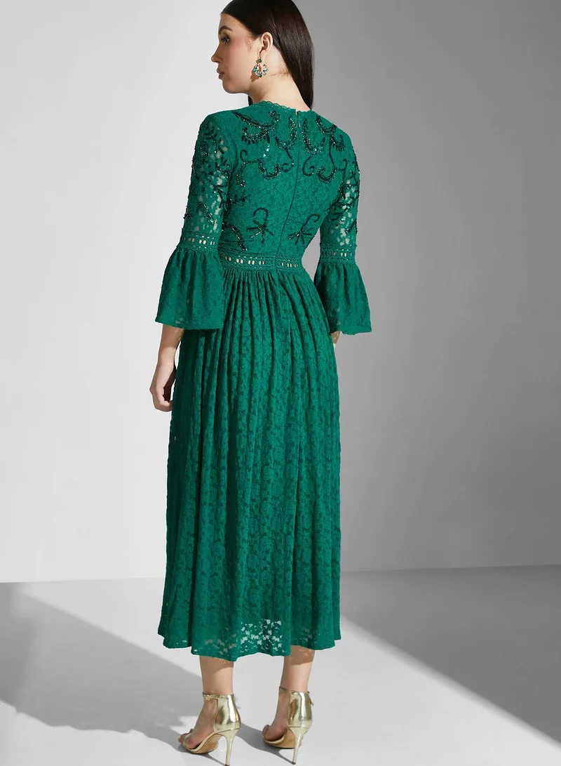 Frock and Frill Sequin Ruffle Detail Dress