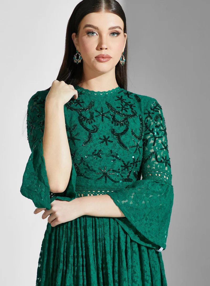 Frock and Frill Sequin Ruffle Detail Dress