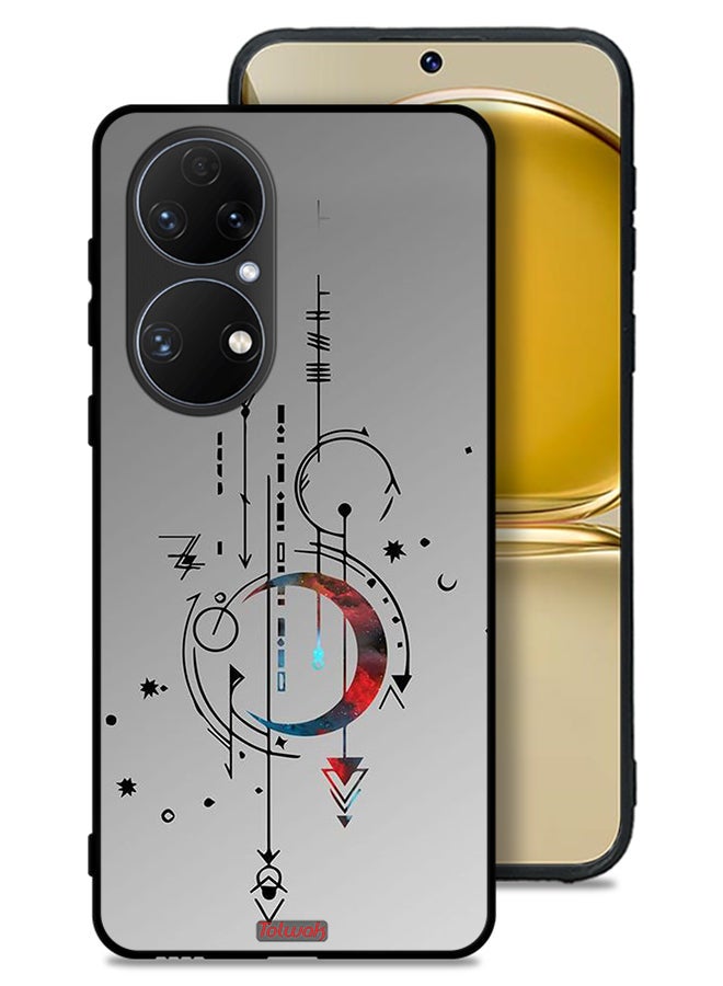 Tolwak Huawei P50E Protective Case Cover Moon And Arrows Art Pattern - Image 1