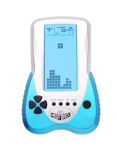 HLF New Retro Block Brick Game Console Large Screen Blue Backlight Brightness can be Adjusted Build in 23 Game Compatible with Lithium BatteryAAA Batteries can Plug in Headphone Blue - Image 1