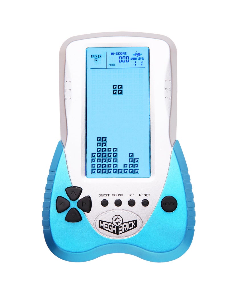 HLF New Retro Block Brick Game Console Large Screen Blue Backlight Brightness can be Adjusted Build in 23 Game Compatible with Lithium BatteryAAA Batteries can Plug in Headphone Blue - Image 3