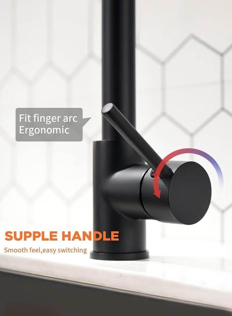 Kitchen Faucet with Pull Down Sprayer Stainless Steel Single Handle Pull Out Spring Sink Faucets - Image 4