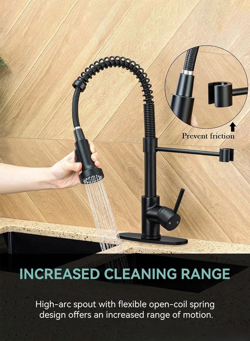 Kitchen Faucet with Pull Down Sprayer Stainless Steel Single Handle Pull Out Spring Sink Faucets - Image 3