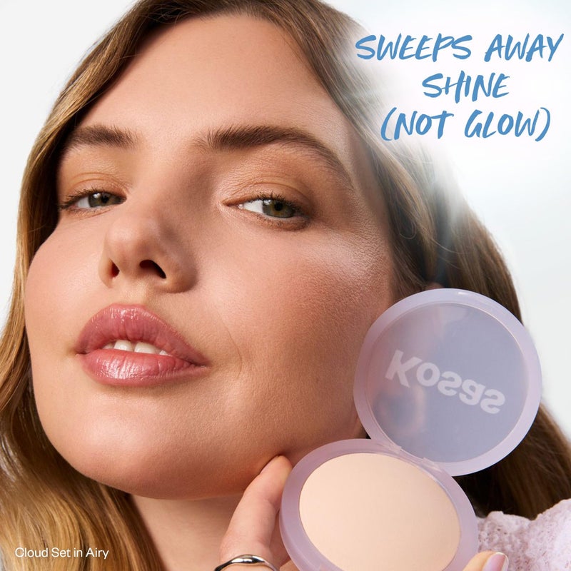 Kosas Cloud Set Face Setting Powder - Smoothing Shine Control, Soft, Sheer Translucent Makeup Finish, Portable & Long-Lasting Loose Pressed Baking Powder - Airy (Sheer Porcelain) - Image 3