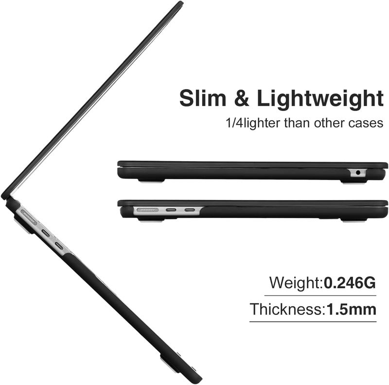 إيوكو غطاء بلاستيكي صلب متوافق مع MacBook Air 13.6 بوصة 2026 2025-2022، M5 A3449 M4 A3240 M3 A3113 M2 A2681 شاشة Retina، غطاء واقٍ للكمبيوتر المحمول ولوحة مفاتيح وواقي شاشة - أسود غير لامع - Image 5
