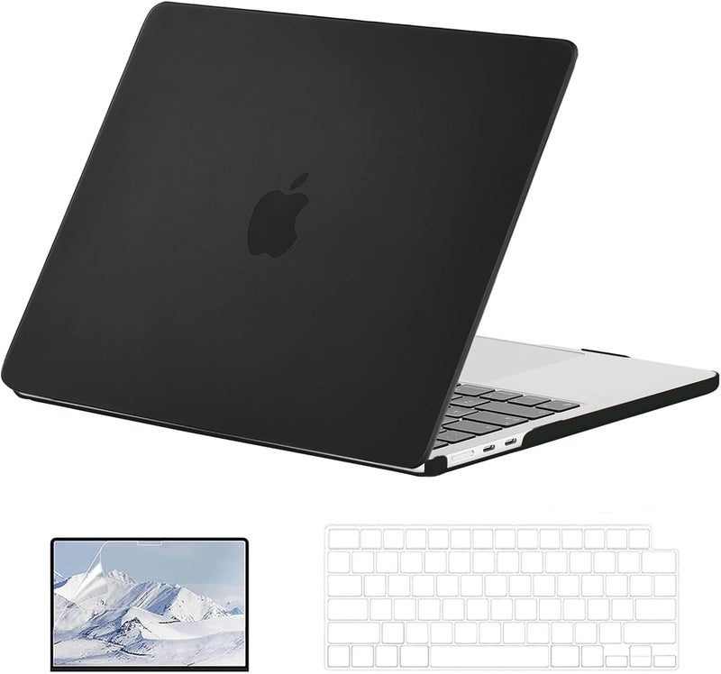 إيوكو غطاء بلاستيكي صلب متوافق مع MacBook Air 13.6 بوصة 2026 2025-2022، M5 A3449 M4 A3240 M3 A3113 M2 A2681 شاشة Retina، غطاء واقٍ للكمبيوتر المحمول ولوحة مفاتيح وواقي شاشة - أسود غير لامع - Image 1