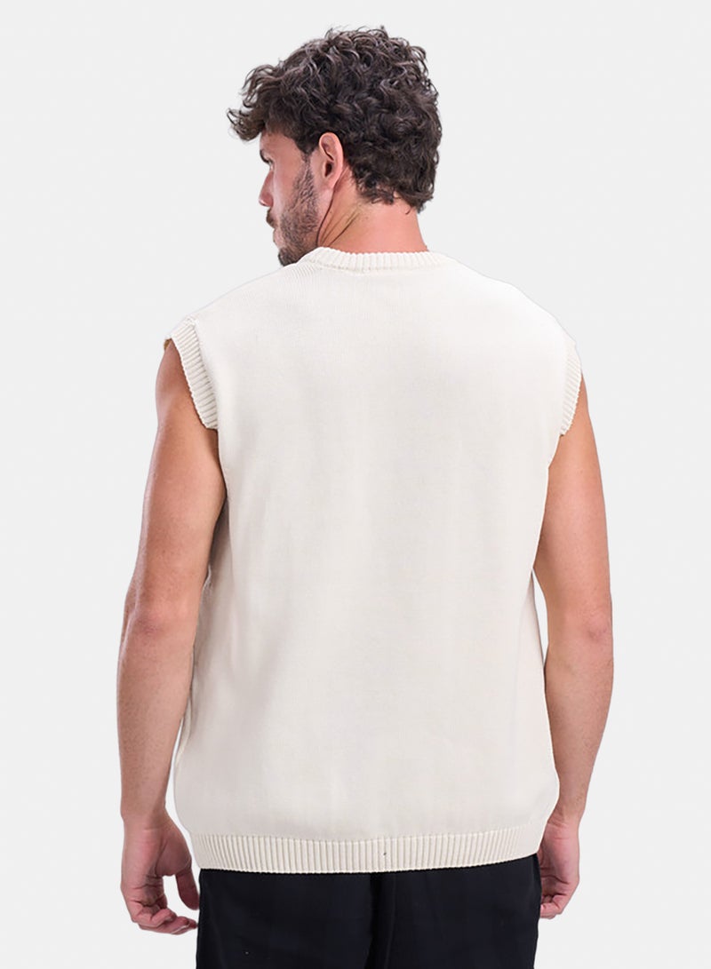 bowline Cream Round Knitwear Vest - Image 2
