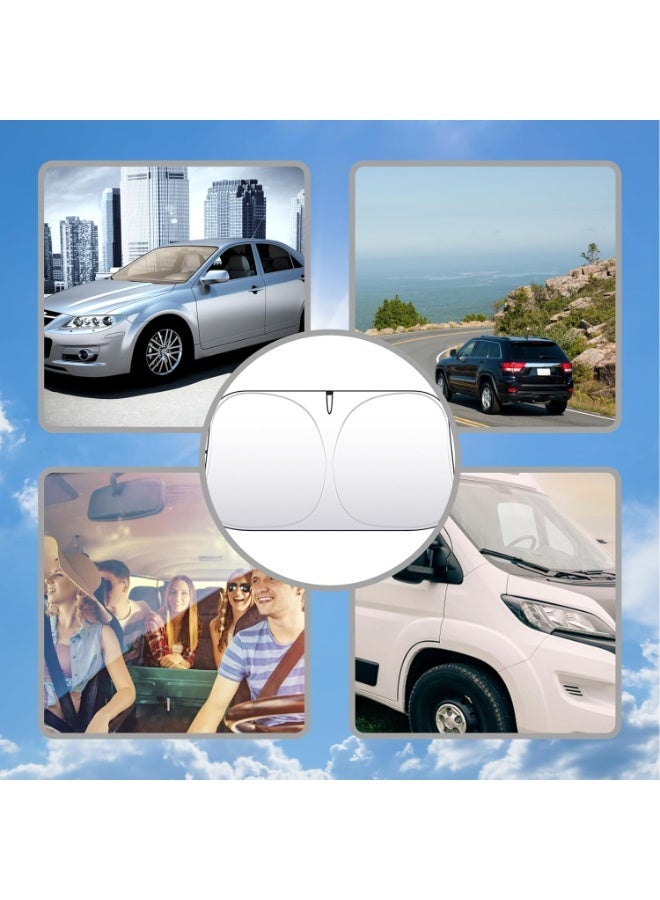 MIMOE Car Front Glass Sunshade Silver Coated Cloth Summer Car Sunshade, Car Windshield Window Sunshade for Sun Heat Protection and Block UV Rays, Keep Vehicle Cooler - Image 5