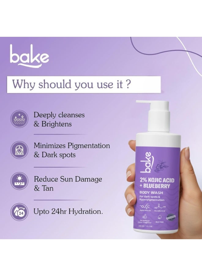 BAKE 2% Kojic Acid Brightening Body Wash (300 ml) with Glycolic Acid & Alpha Arbutin | De-Tan Body Wash | For Pigmentation & Tan Removal | For Knees & Elbows | Dark Spots & Sun Damage - Image 2