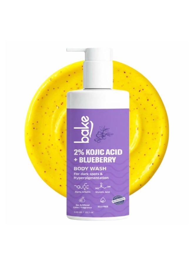 BAKE 2% Kojic Acid Brightening Body Wash (300 ml) with Glycolic Acid & Alpha Arbutin | De-Tan Body Wash | For Pigmentation & Tan Removal | For Knees & Elbows | Dark Spots & Sun Damage - Image 1