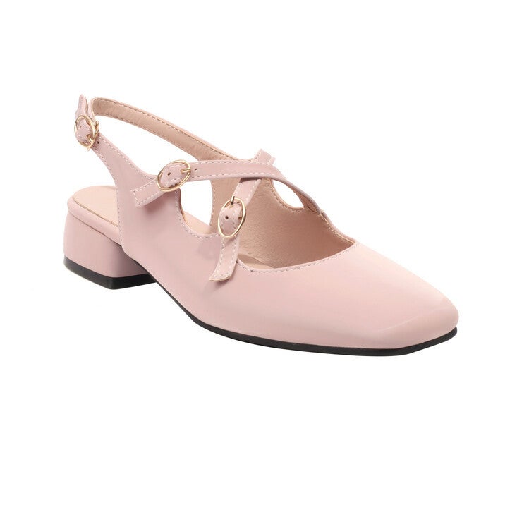 Shallow Buckle Medium Heel Large Size Women'S Shoes Baotou Back Empty Sandals 3-161 - Image 3