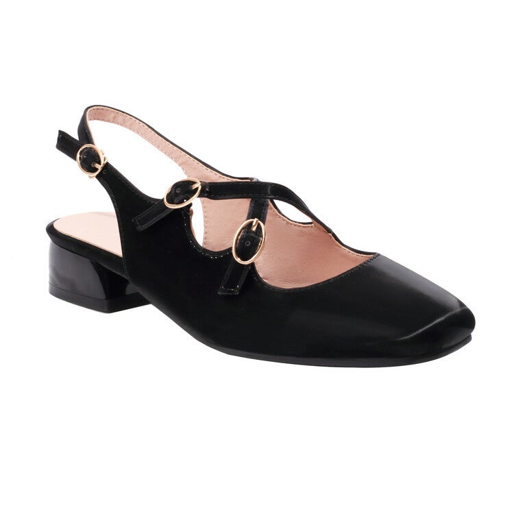 Shallow Buckle Medium Heel Large Size Women'S Shoes Baotou Back Empty Sandals 3-161 - Image 4