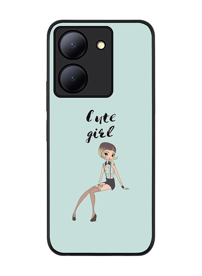 Stylizedd Rugged Black Edge case for Vivo Y27s/ Vivo Y27 5G, Slim fit Soft Case Flexible Rubber Edges Anti Drop TPU Gel Thin Cover - Shy Cute Girl - Image 1