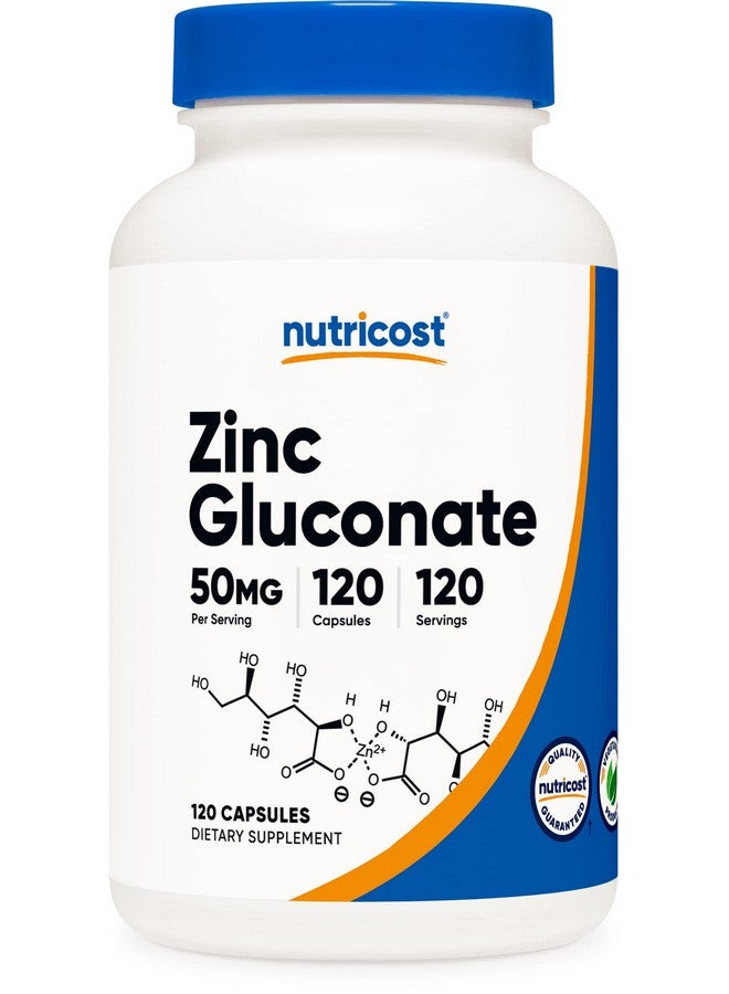Nutricost زنك غلوكونات 120 كبسولة نباتية (50 ملغ) خالية من الغلوتين وغير معدلة وراثيًا - Image 1