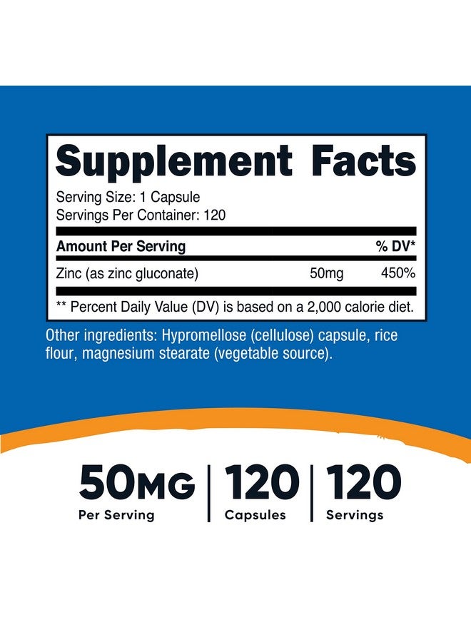 Nutricost زنك غلوكونات 120 كبسولة نباتية (50 ملغ) خالية من الغلوتين وغير معدلة وراثيًا - Image 3