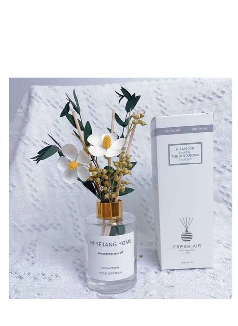 Flower Reed Diffuser Set Scent Diffuser With Sticks Home Fragrance Flower Diffuser For Home Office Bathroom Shelf Decor Gardenia Scent 120ml