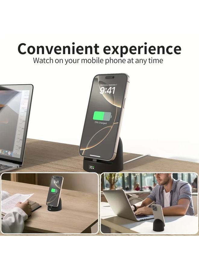 2025 Upgraded Fast Charging Station Black USB C Charger with LED Display and Silicone Base - Image 4