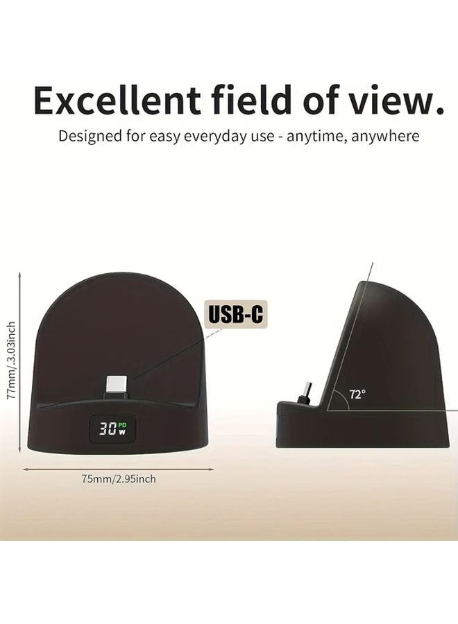 2025 Upgraded Fast Charging Station Black USB C Charger with LED Display and Silicone Base - Image 2