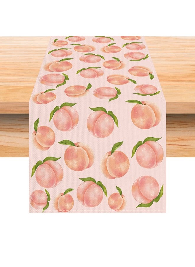 Jiudungs Linen Pastel Pink Watercolor Peach Table Runner 72 Inches Long Peach Tablecloth One Sweet Peach Birthday Party Baby Shower Decorations And Supplies  - Image 1