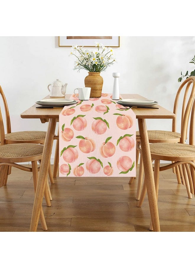 Jiudungs Linen Pastel Pink Watercolor Peach Table Runner 72 Inches Long Peach Tablecloth One Sweet Peach Birthday Party Baby Shower Decorations And Supplies  - Image 5