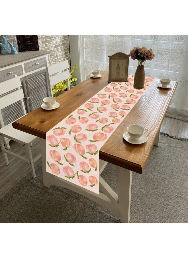 Jiudungs Linen Pastel Pink Watercolor Peach Table Runner 72 Inches Long Peach Tablecloth One Sweet Peach Birthday Party Baby Shower Decorations And Supplies  - Image 4