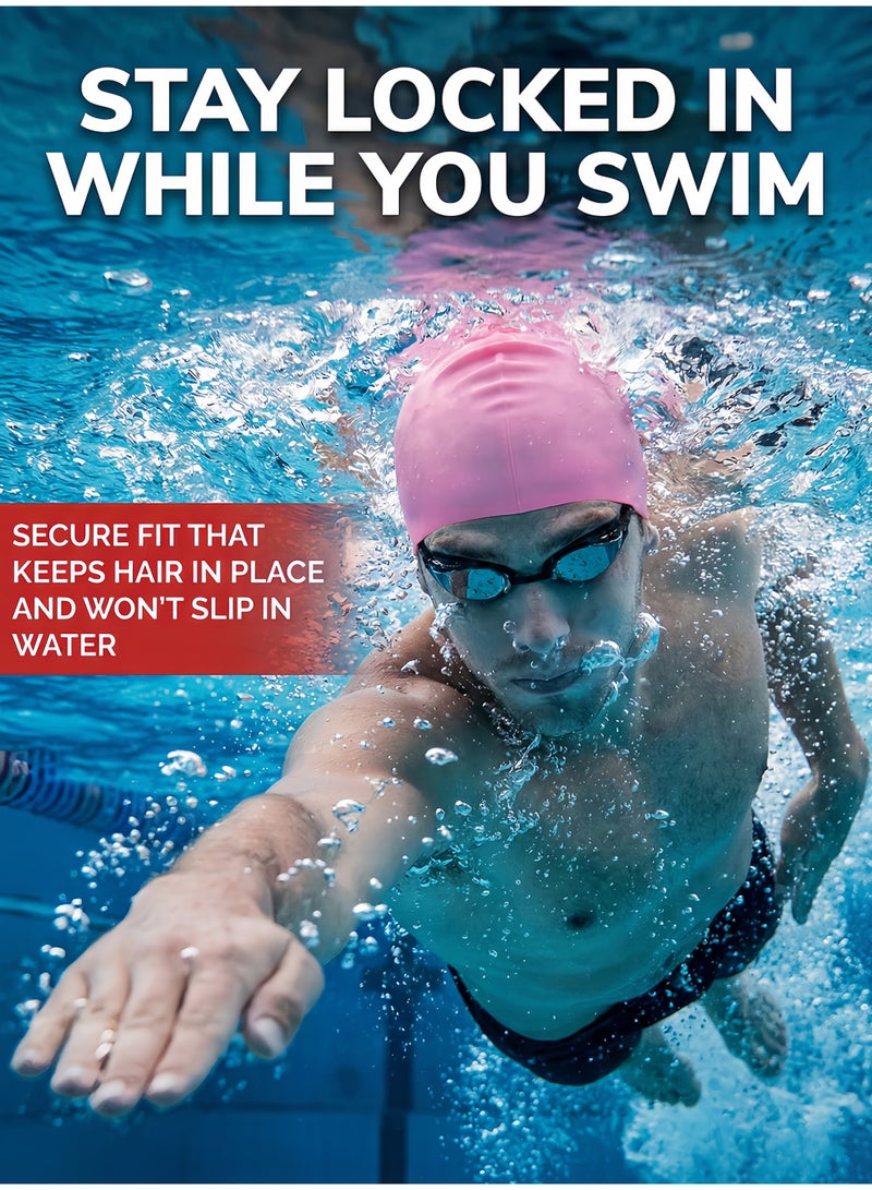 هايست قبعة سباحة سيليكون وردية للجنسين - مقاومة للماء، مرنة، مثالية للشعر الطويل - Image 3