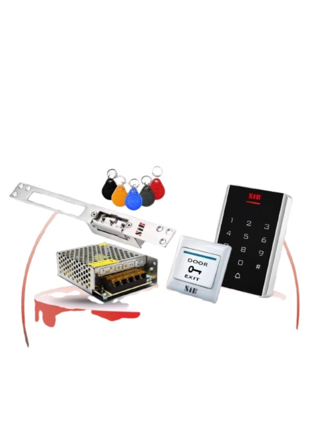 SIB Door Access Control System Kit – RFID Reader, Electric Lock, Exit Button, Power Supply, 5 RFID Cards - Image 1