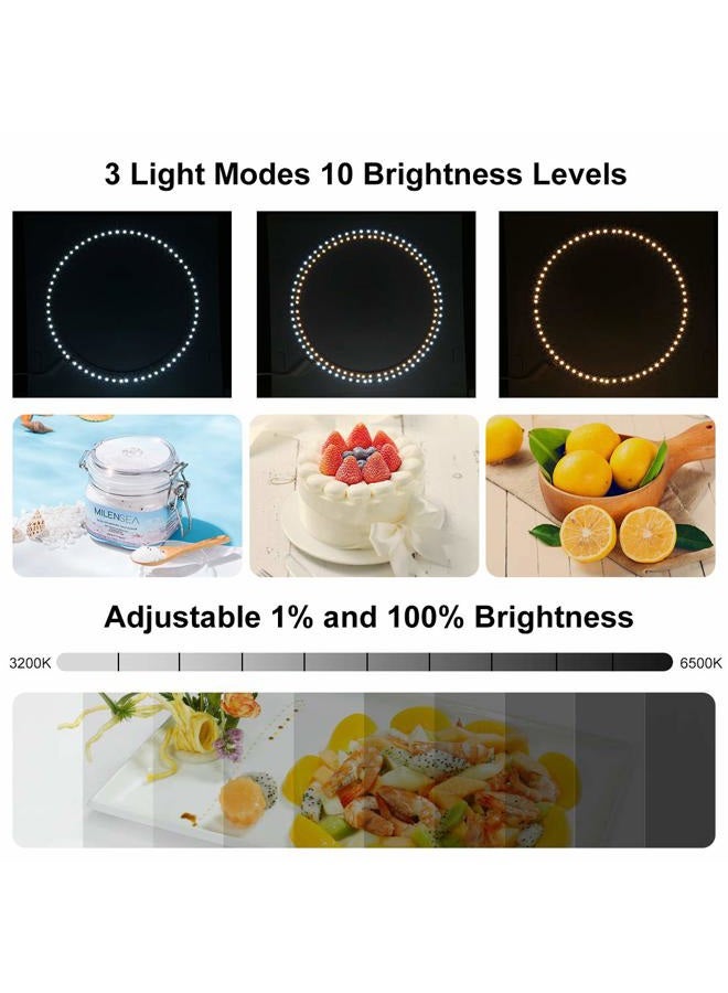 PULUZ صندوق إضاءة استوديو الصور بحلقة 30 سم، مجموعة خيمة تصوير محمولة قابلة للتعديل مع إضاءة بيضاء/دافئة/ناعمة 80 قطعة من أضواء LED + 6 خلفيات لعرض المنتجات - Image 3