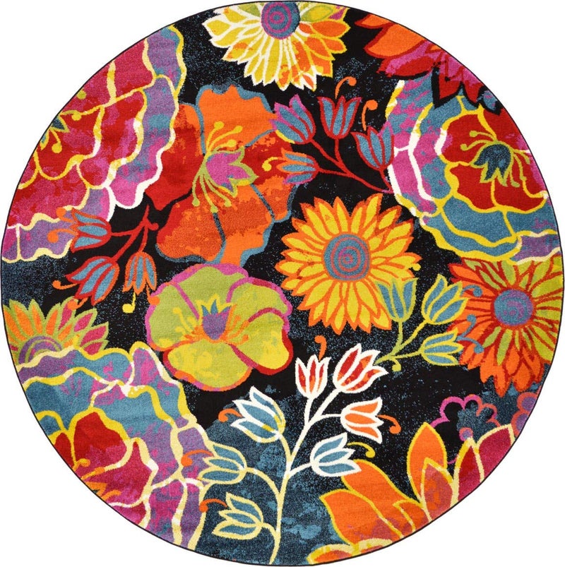 سجادة منطقة مجموعة ليون الفريدة  كينيدي 8 دائري أسود أخضر