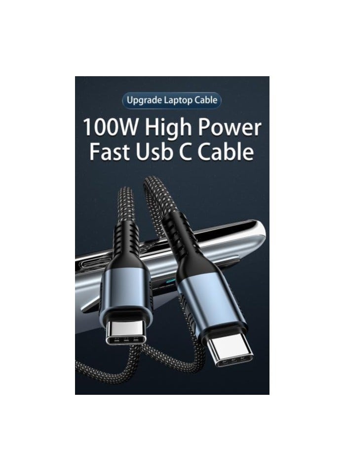 erorex 100W Delivery PD 5A Fast Charging Data Cable 2M Type C To Type C Cable for iPhone 15 Pro/15 Pro Max/15/15 Plus, iPad mini-6, MacBook Pro, iPad Pro, Samsung S24/S24 Ultra, Huawei P60 - Image 2