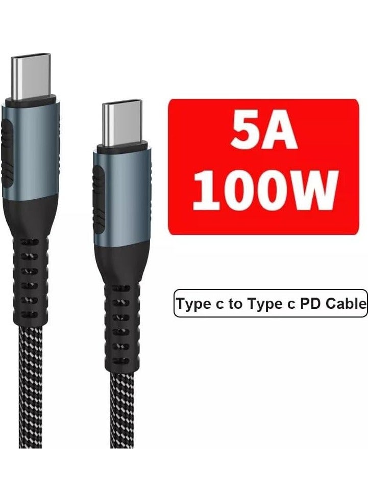erorex 100W Delivery PD 5A Fast Charging Data Cable 2M Type C To Type C Cable for iPhone 15 Pro/15 Pro Max/15/15 Plus, iPad mini-6, MacBook Pro, iPad Pro, Samsung S24/S24 Ultra, Huawei P60 - Image 3