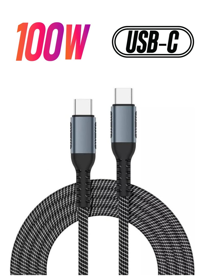 erorex 100W Delivery PD 5A Fast Charging Data Cable 2M Type C To Type C Cable for iPhone 15 Pro/15 Pro Max/15/15 Plus, iPad mini-6, MacBook Pro, iPad Pro, Samsung S24/S24 Ultra, Huawei P60 - Image 1