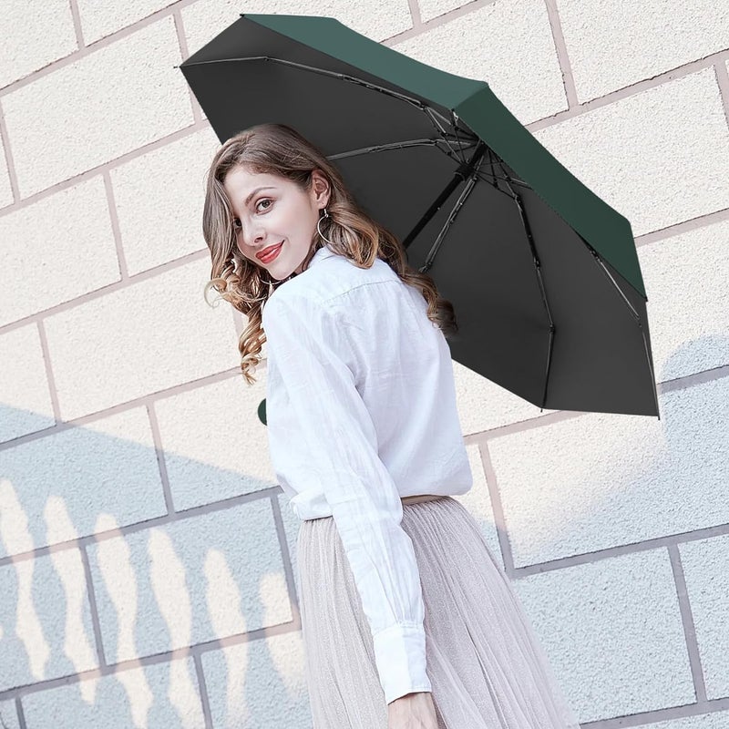 KEEKOS Umbrella, UV Big Size Umbrella for Sun Protection Rain Windproof Strong large 2 fold for men women kids boys girls Perfect small & stylish Windproof & Compact (Black.) - Image 5