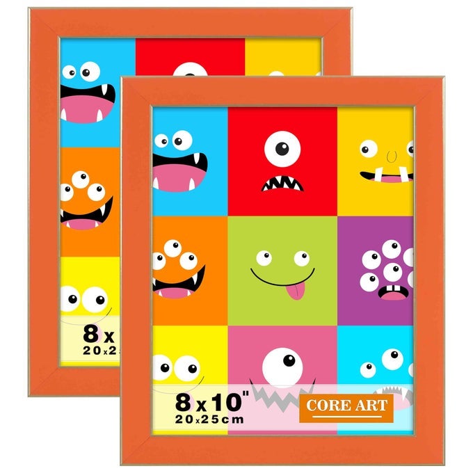 8x10 Orange Picture Frames 8 by 10 Colorful Photo Frame with HD Plexiglass Wall or Tabletop Display Set of 2